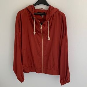 Marc New York Brown Rust Zip Up Hoodie Jacket Gold Zipper Eyelets Size XL NWT